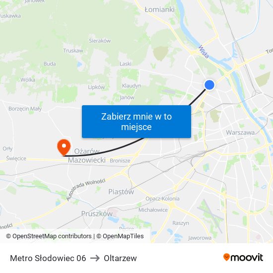 Metro Słodowiec 06 to Oltarzew map