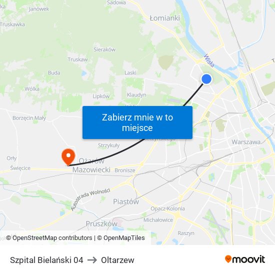 Szpital Bielański 04 to Oltarzew map