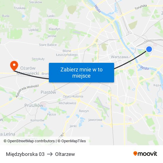 Międzyborska 03 to Oltarzew map