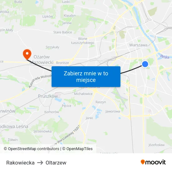 Rakowiecka to Oltarzew map