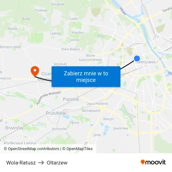 Wola - Ratusz to Oltarzew map