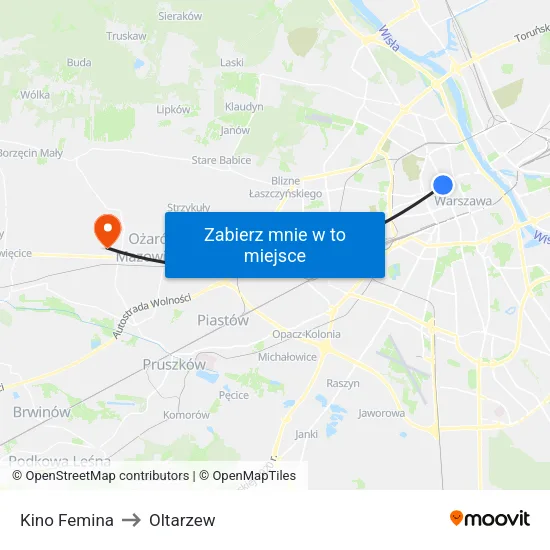 Kino Femina to Oltarzew map