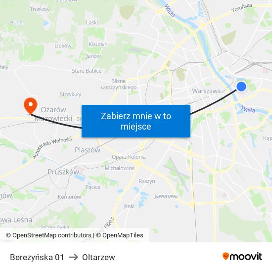Berezyńska 01 to Oltarzew map