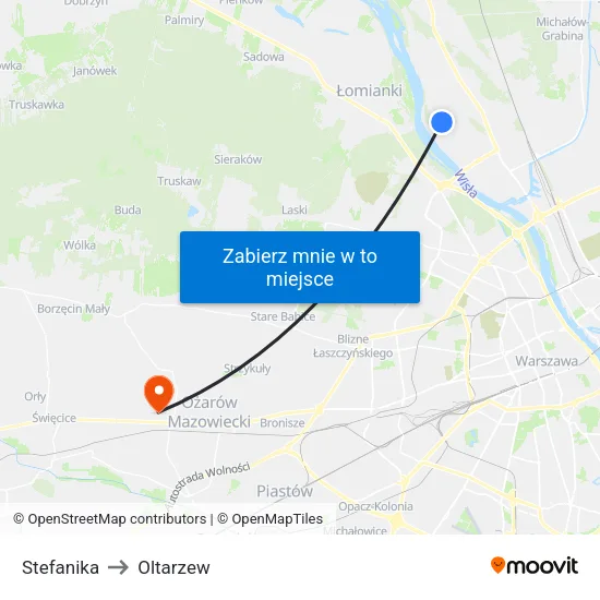 Stefanika to Oltarzew map