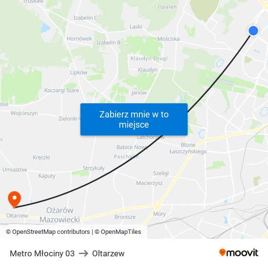 Metro Młociny 03 to Oltarzew map