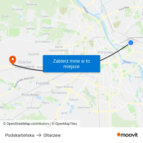 Podskarbińska to Oltarzew map