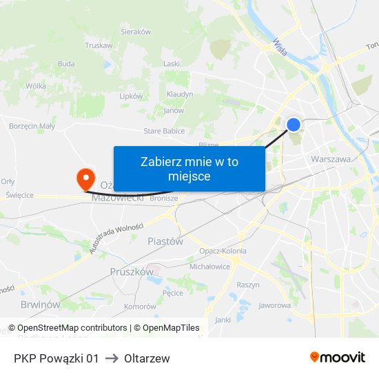 PKP Powązki 01 to Oltarzew map