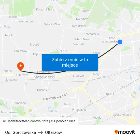 Os. Górczewska to Oltarzew map