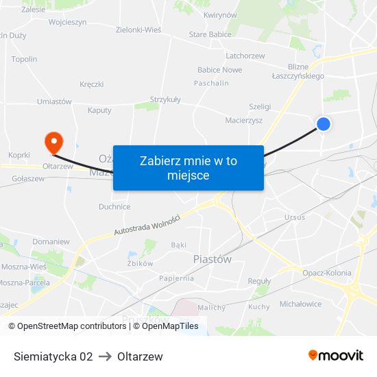 Siemiatycka 02 to Oltarzew map