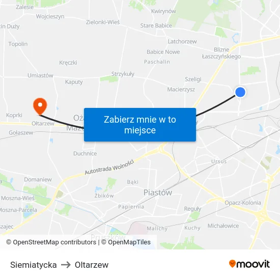 Siemiatycka to Oltarzew map