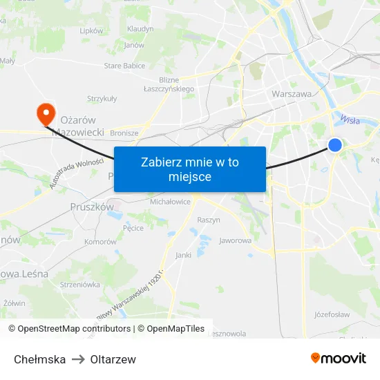 Chełmska to Oltarzew map