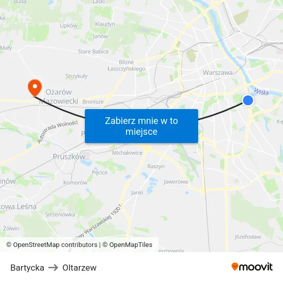 Bartycka to Oltarzew map