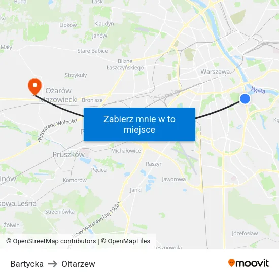 Bartycka to Oltarzew map