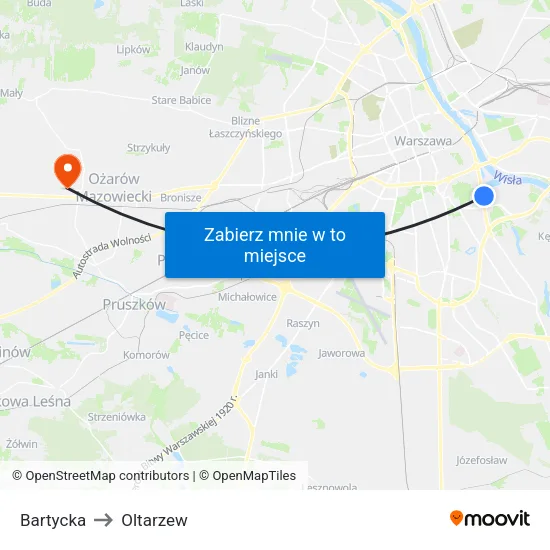 Bartycka to Oltarzew map