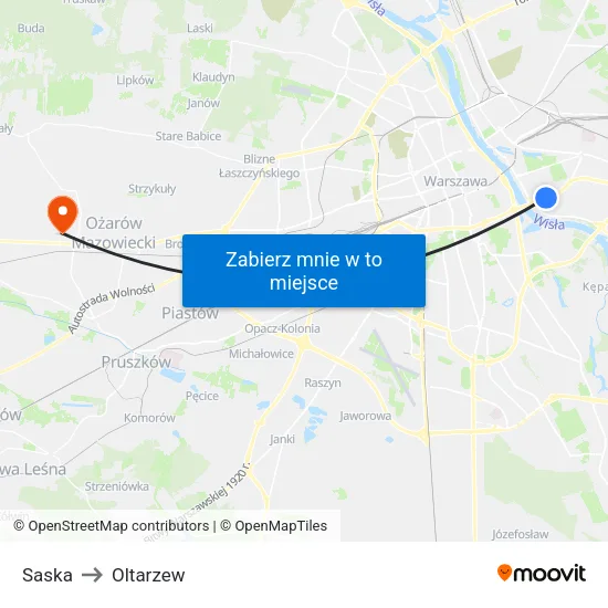 Saska to Oltarzew map