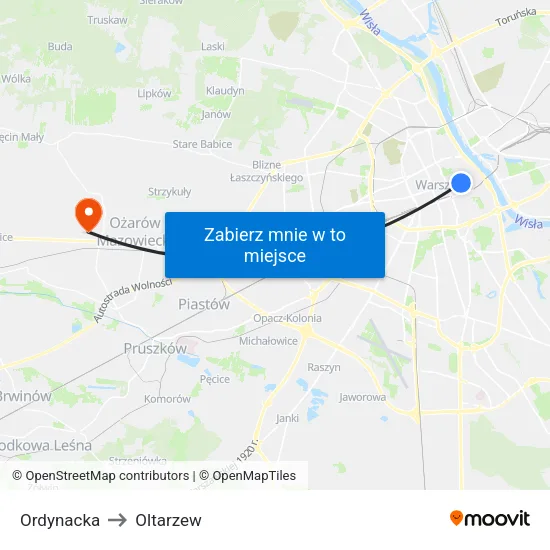 Ordynacka to Oltarzew map