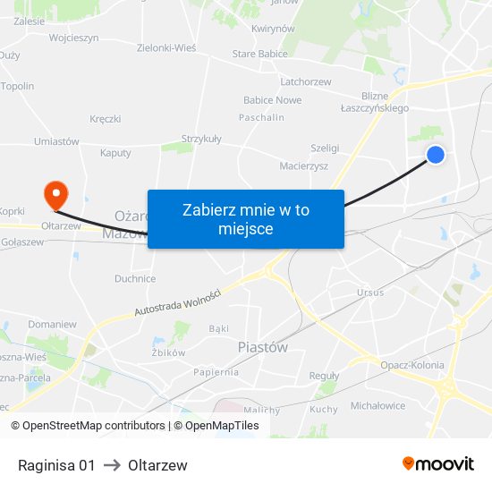 Raginisa 01 to Oltarzew map
