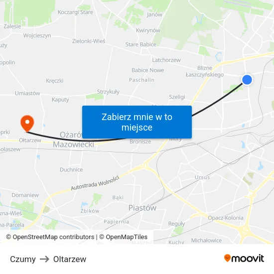 Czumy to Oltarzew map