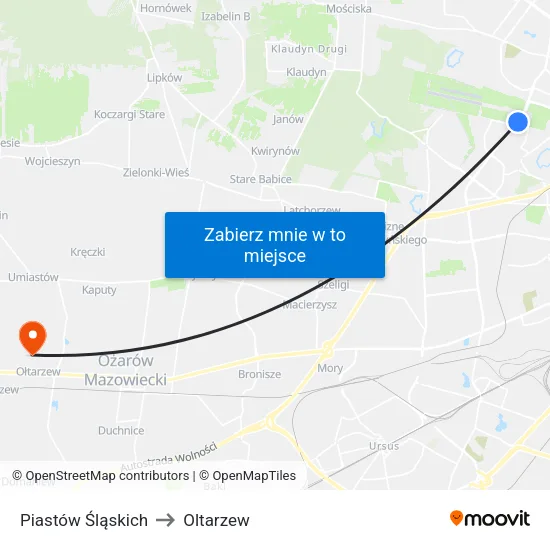 Piastów Śląskich to Oltarzew map