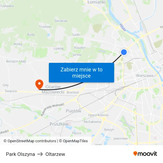 Park Olszyna to Oltarzew map