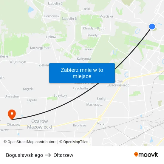 Bogusławskiego to Oltarzew map