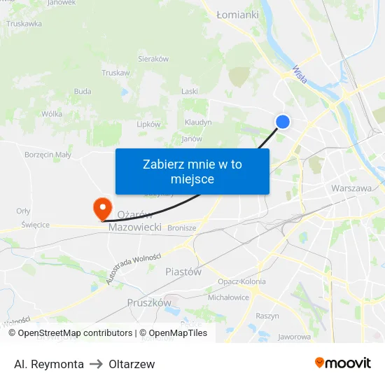 Al. Reymonta to Oltarzew map