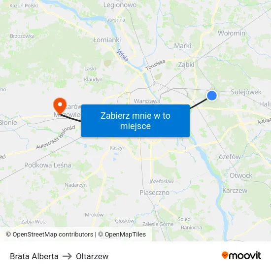 Brata Alberta to Oltarzew map