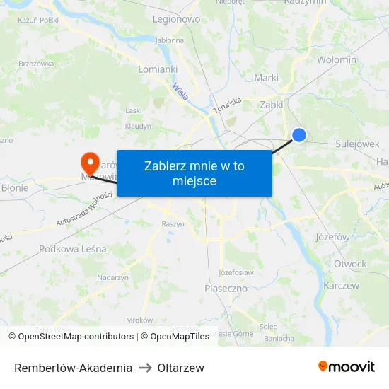 Rembertów - Akademia to Oltarzew map