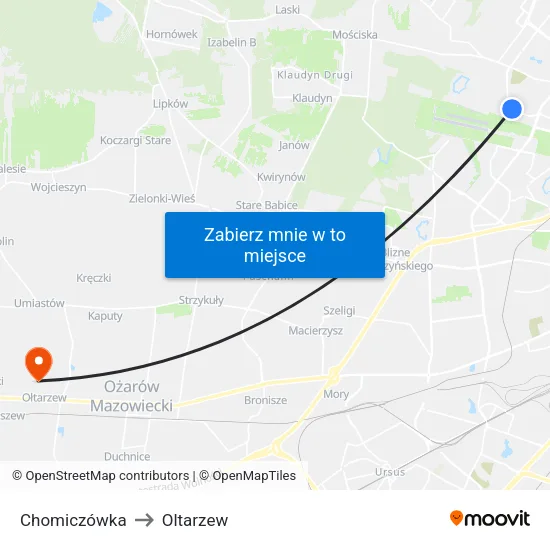 Chomiczówka to Oltarzew map