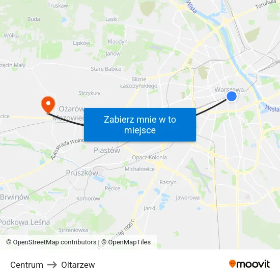 Centrum to Oltarzew map