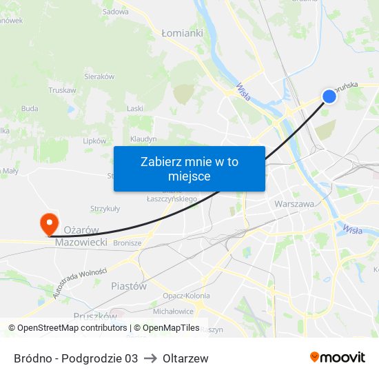 Bródno - Podgrodzie 03 to Oltarzew map