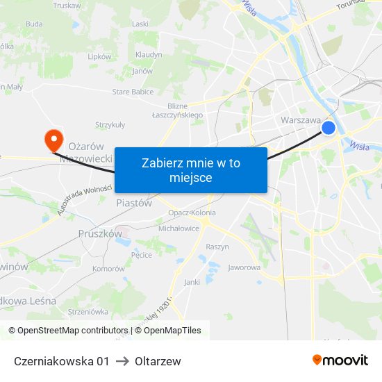Czerniakowska 01 to Oltarzew map