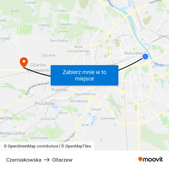 Czerniakowska to Oltarzew map