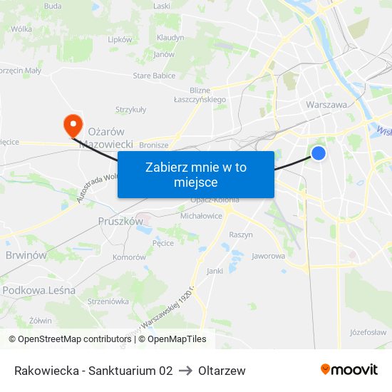 Rakowiecka - Sanktuarium 02 to Oltarzew map