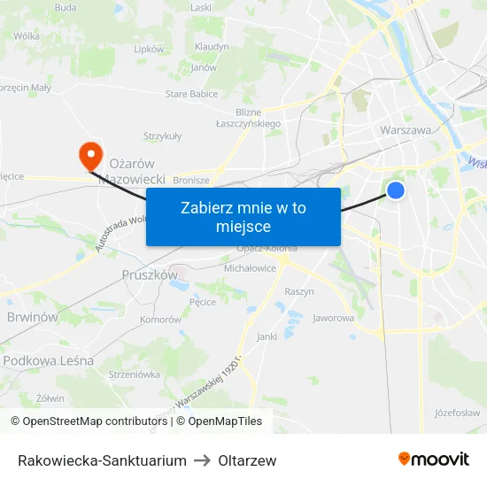 Rakowiecka - Sanktuarium to Oltarzew map