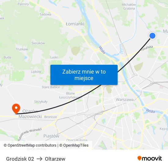 Grodzisk 02 to Oltarzew map