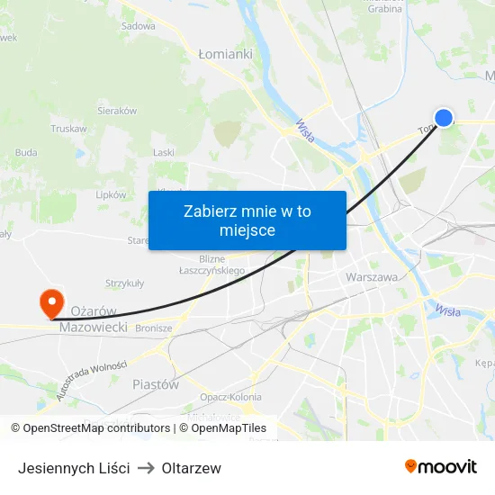 Jesiennych Liści to Oltarzew map