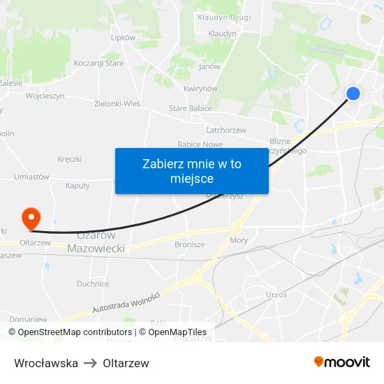 Wrocławska to Oltarzew map