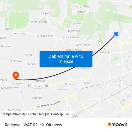 Radiowa - WAT 02 to Oltarzew map