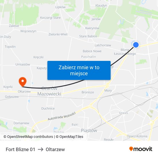 Fort Blizne 01 to Oltarzew map
