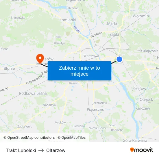 Trakt Lubelski to Oltarzew map