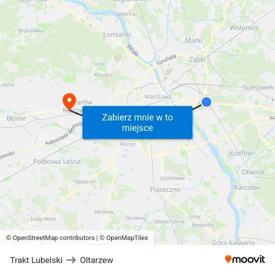 Trakt Lubelski to Oltarzew map