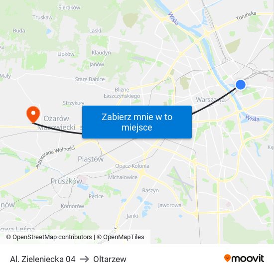 Al. Zieleniecka 04 to Oltarzew map
