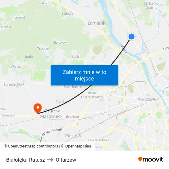 Białołęka - Ratusz to Oltarzew map