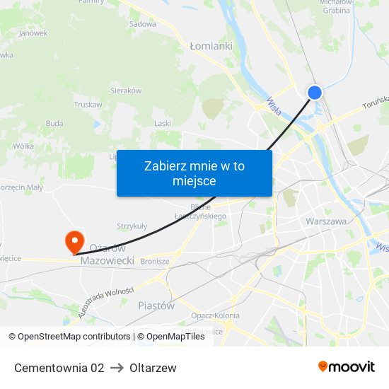 Cementownia to Oltarzew map