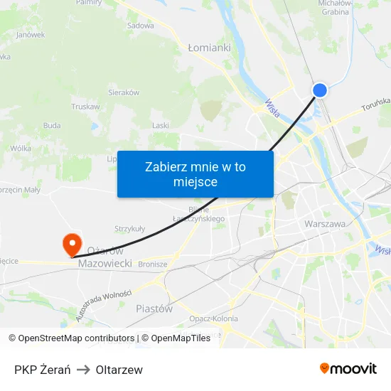 PKP Żerań to Oltarzew map