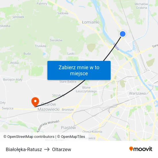 Białołęka - Ratusz to Oltarzew map