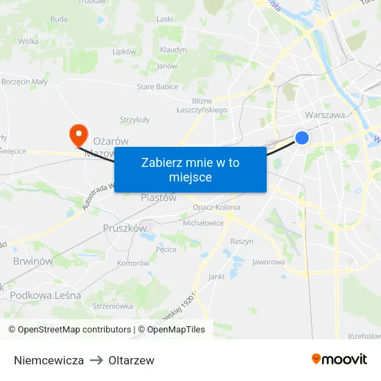 Niemcewicza to Oltarzew map