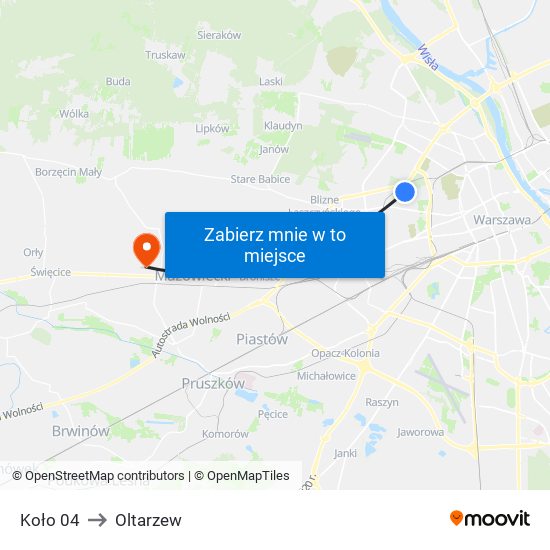 Koło to Oltarzew map