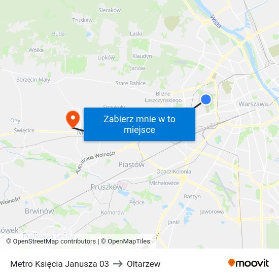 Metro Księcia Janusza 03 to Oltarzew map